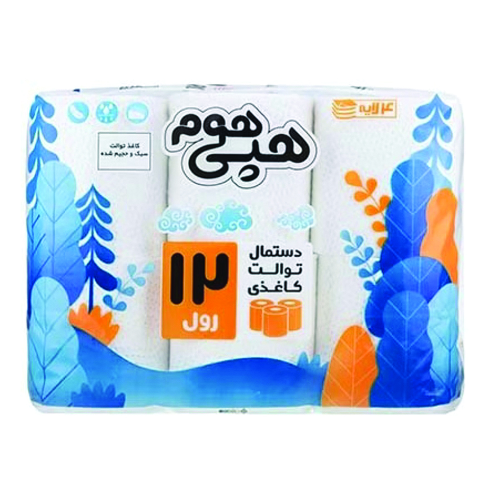 دستمال توالت هپی هوم 12 قلو 4 لایه